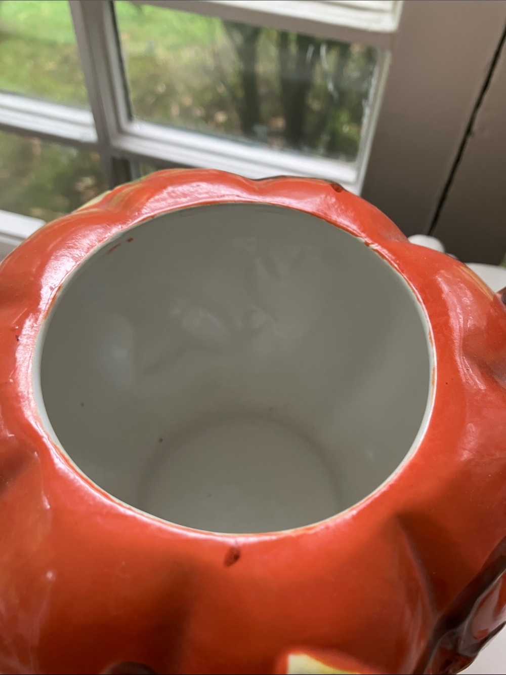 Autumn Pumpkin Ceramic Tea Set – Orange with Green Leaf Accents - Picture 5 of 11